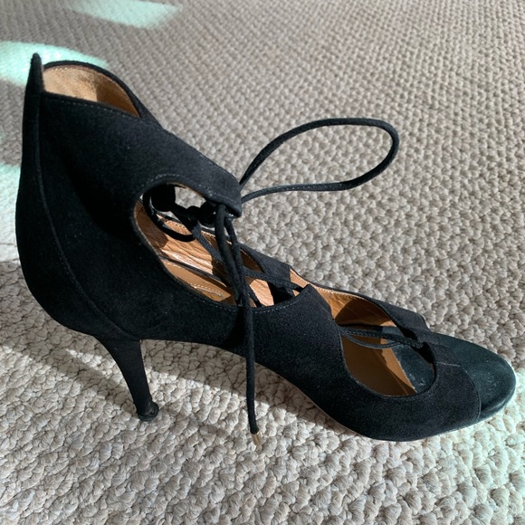 Black Aquazurra Suede Lace Up Pumps - Picture 3 of 10
